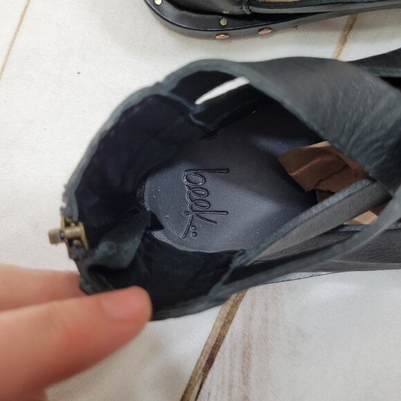 Beek Turaco woven leather sandals zipper back black gladiator renaissance boho - Picture 8 of 11